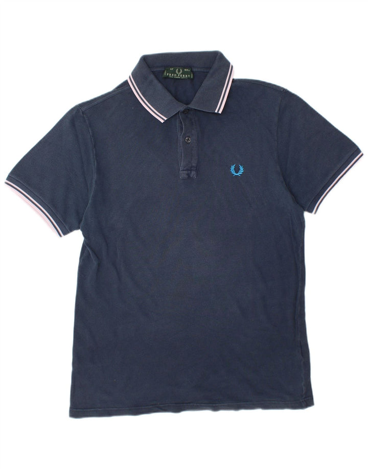 Camisa polo masculina FRED PERRY de algodão azul marinho médio