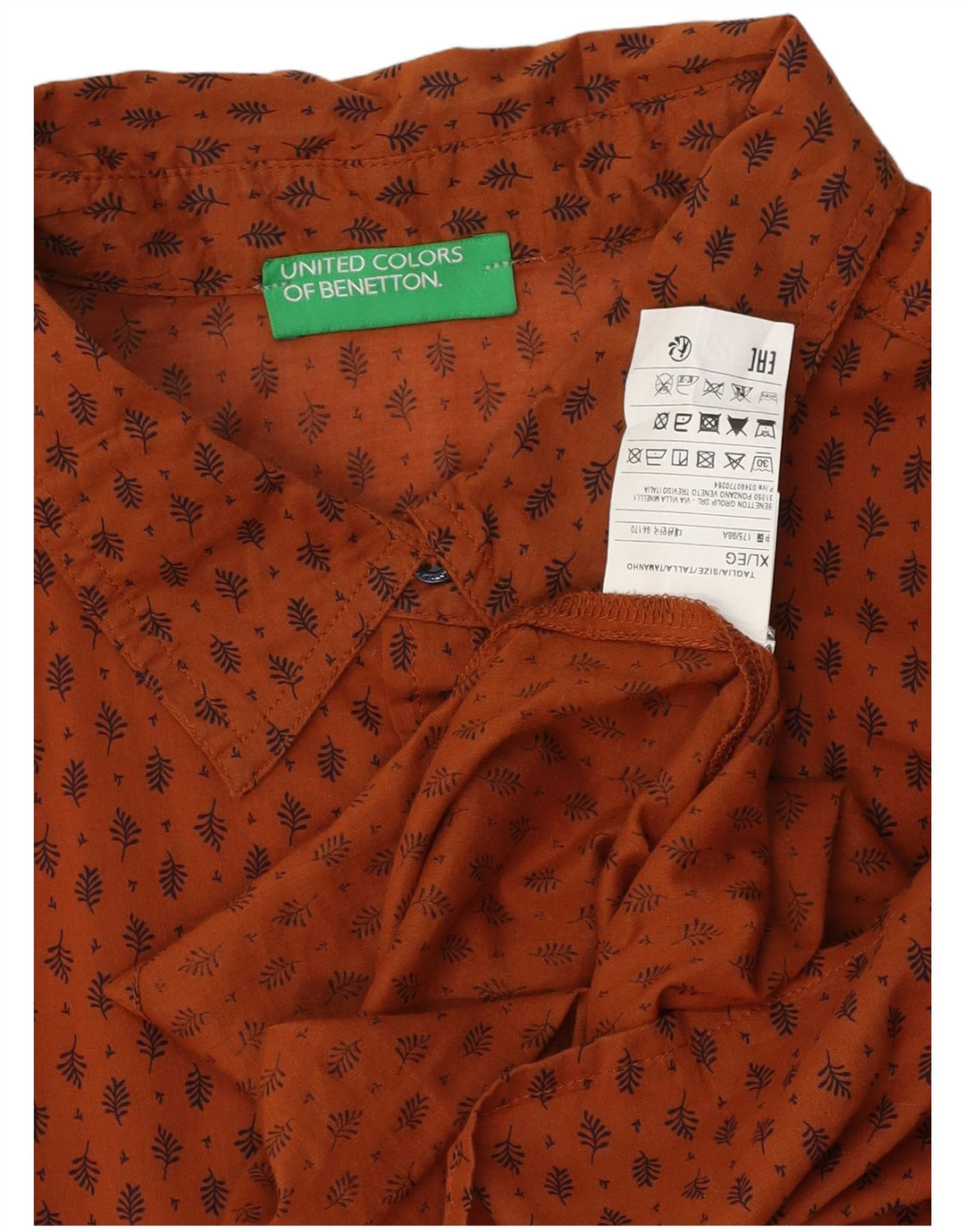 Camisa feminina BENETTON UK 18 XL marrom floral algodão