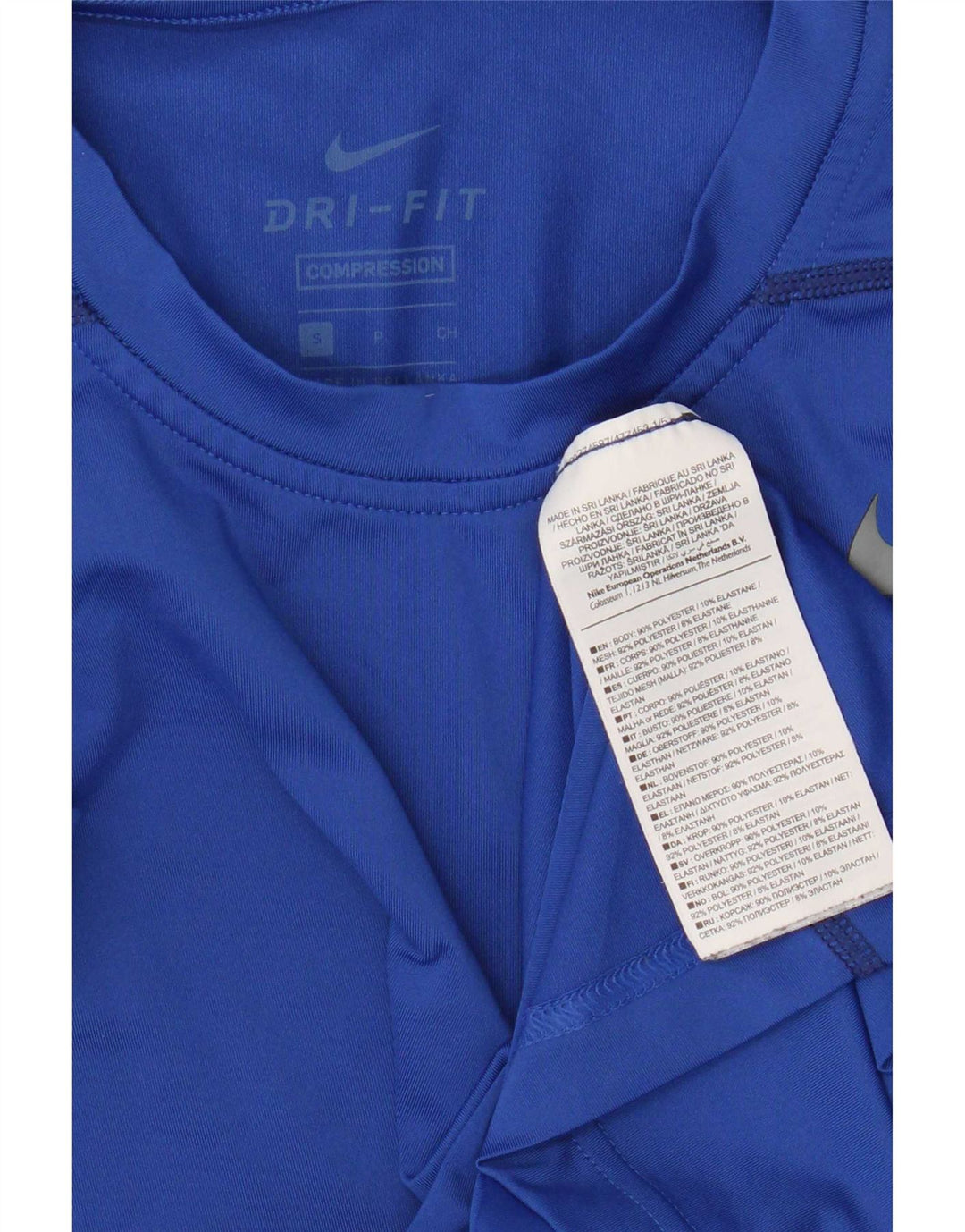 Camiseta feminina Nike Dri Fit Top UK 10 pequena azul poliéster