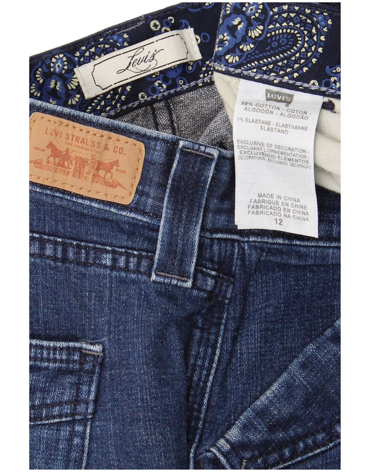 LEVI'S Capri Jeans Feminino EUA 12 Grande W32 L20 Azul Marinho Algodão