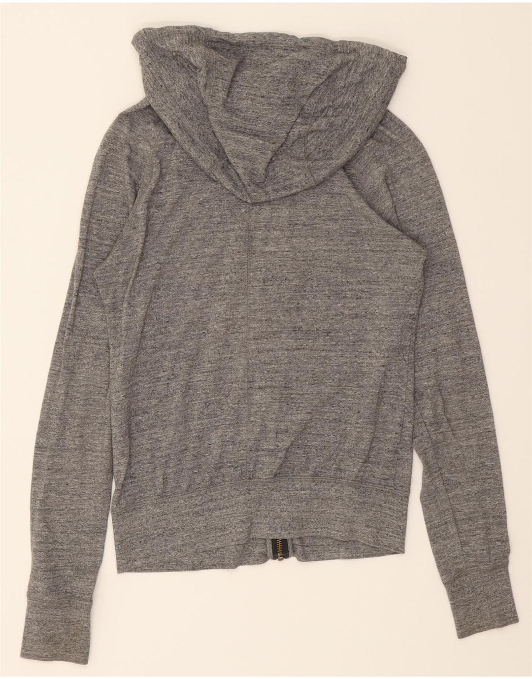 NIKE Womens Zip Hoodie Sweater UK 6 XS Grey Flecked Cotton Vintage Nike and Second-Hand Nike from Messina Hembry 