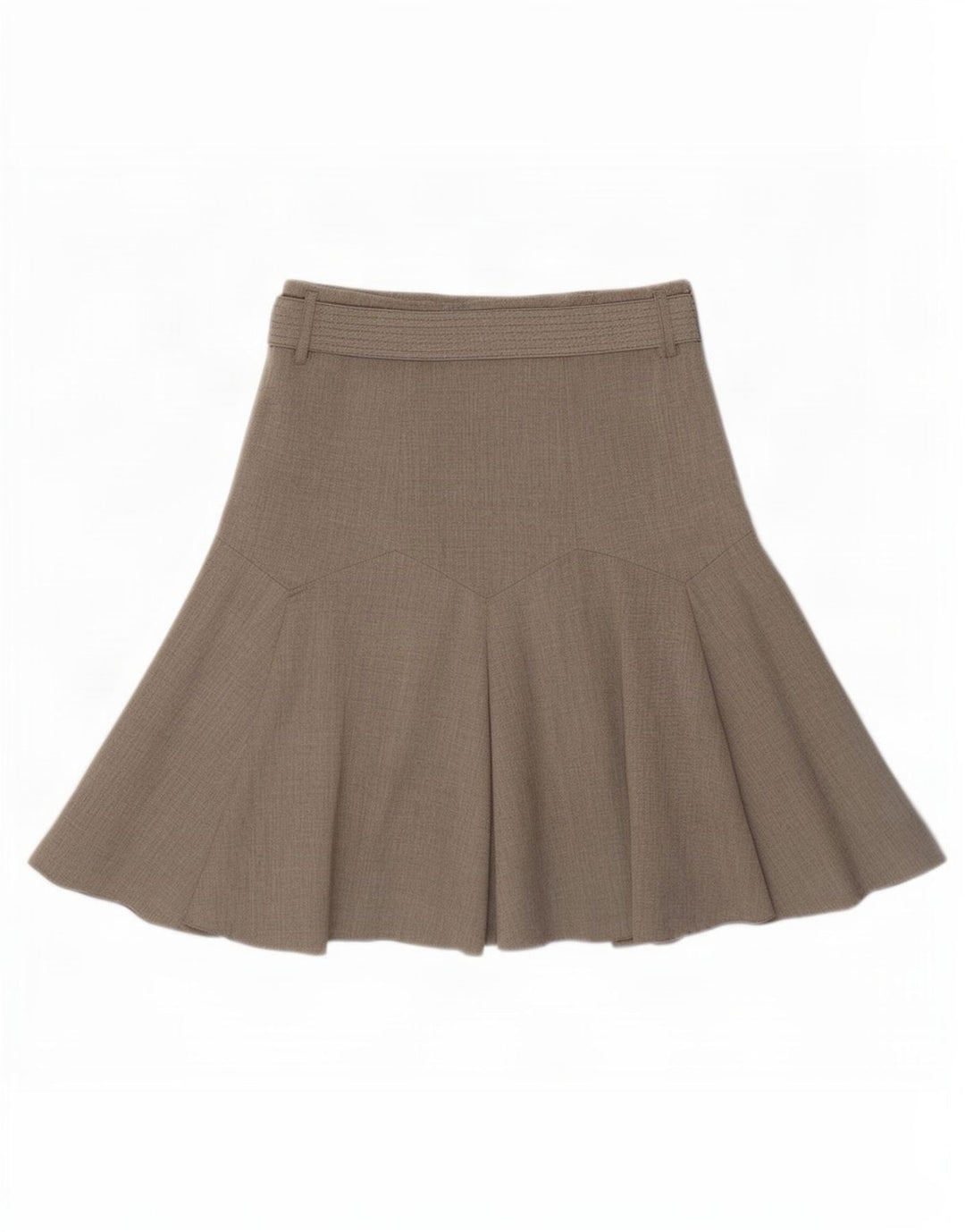 Saia larga feminina Marks & Spencer Reino Unido 12 médio W30 poliéster bege