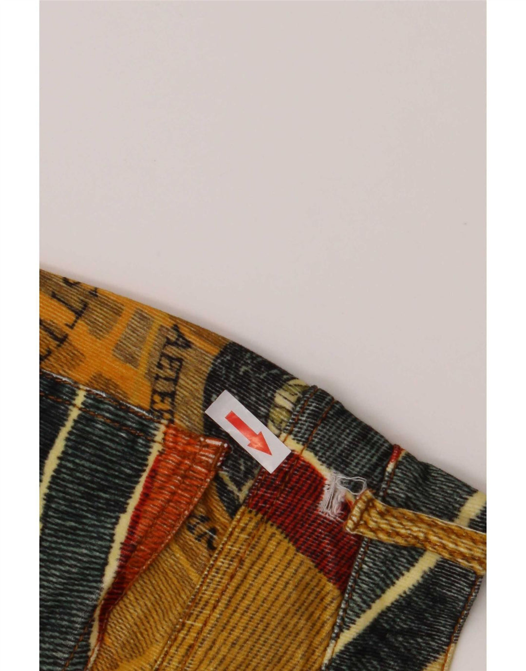 Calça feminina de veludo com padrão abstrato Gattinoni W28 L32 multicolorida