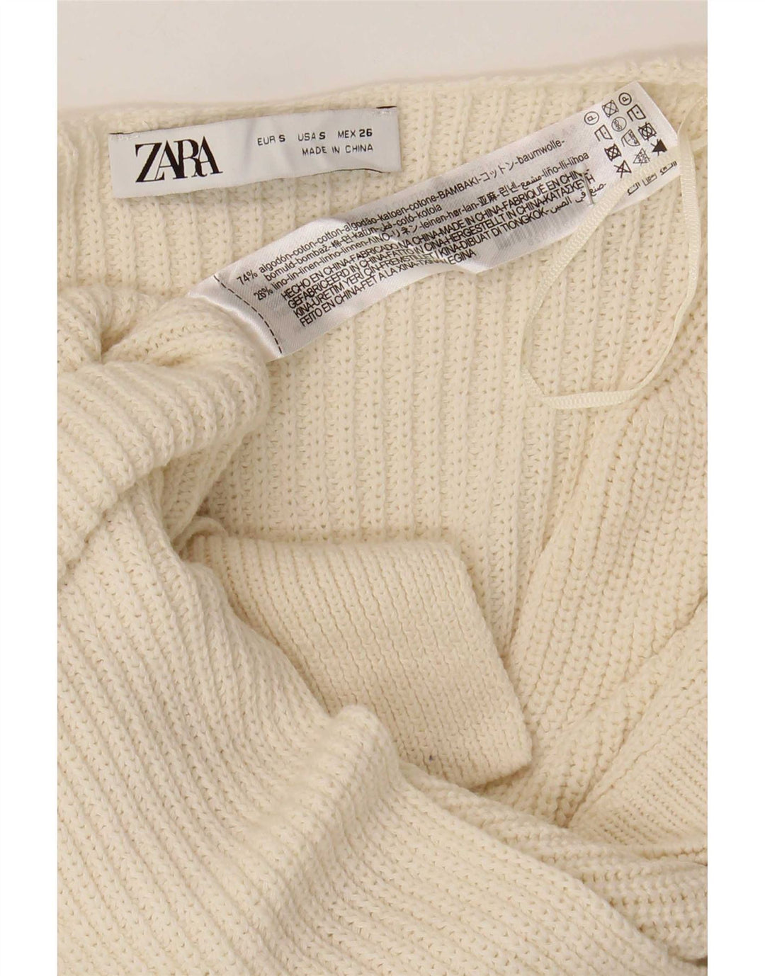 Zara Mens Vest Tank Top Pequeno Algodão Bege