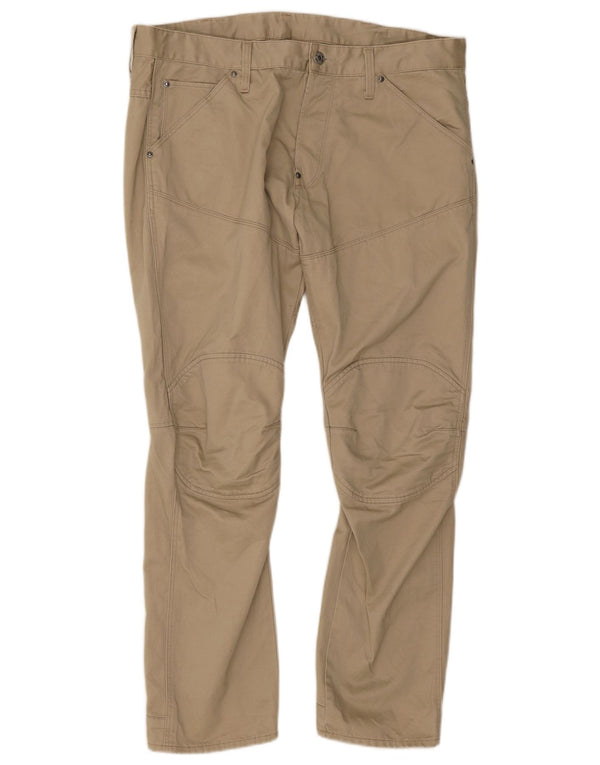 Calça casual masculina cônica G-Star W36 L30 algodão bege