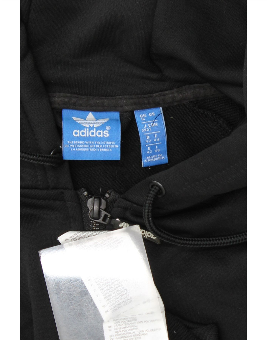 Adidas Womens Tracksuit Top Jacket UK 16 Grande Preto Colourblock Poliéster