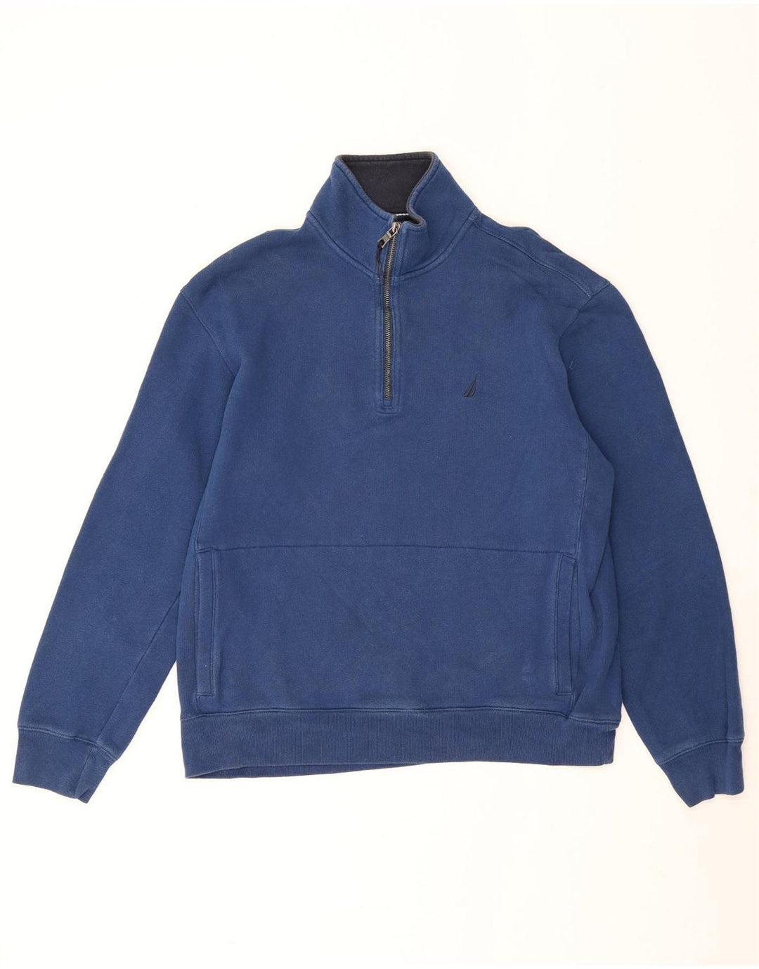 Nautica moletom masculino com zíper e gola alta algodão azul marinho médio