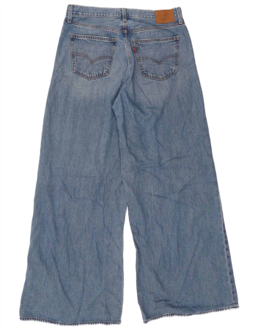 Jeans feminino de perna larga Levi's W28 L32 algodão azul