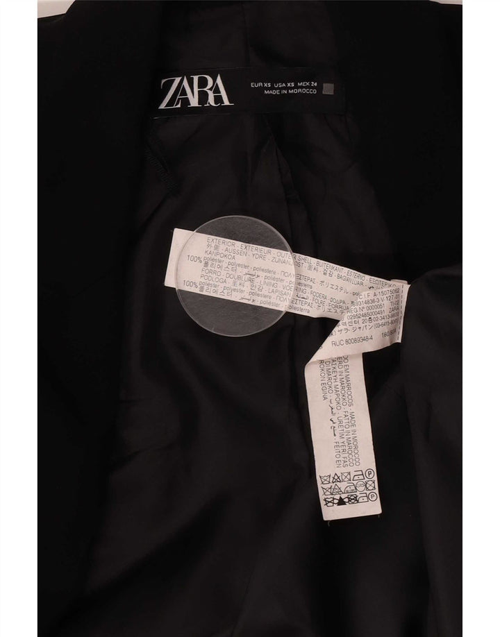 Zara Jaqueta blazer feminina oversized manga 3/4 aberta Reino Unido 6 XS preto poliéster