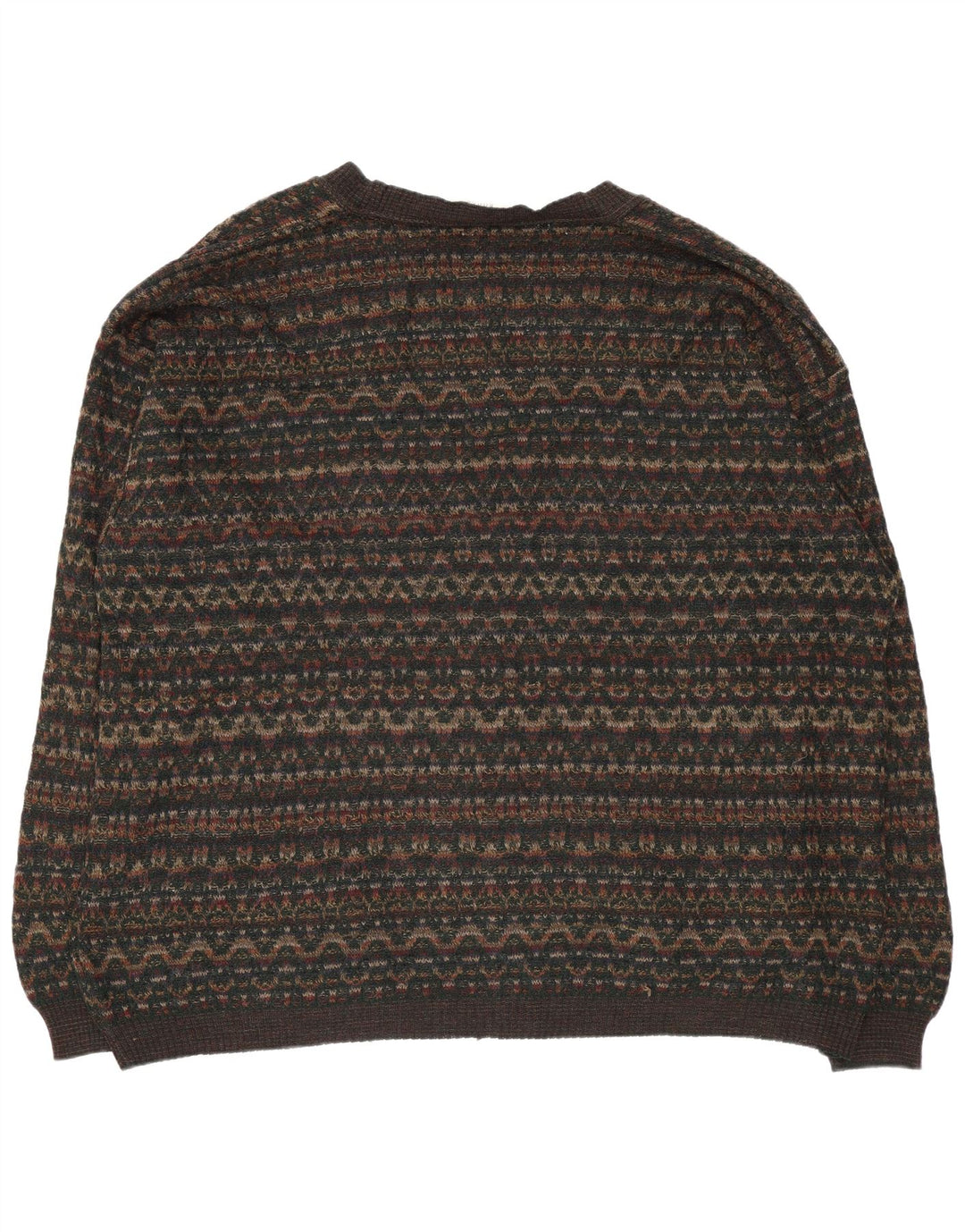 Suéter cardigã masculino Rodes 2XL lã geométrica marrom