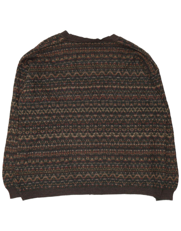 Suéter cardigã masculino Rodes 2XL lã geométrica marrom