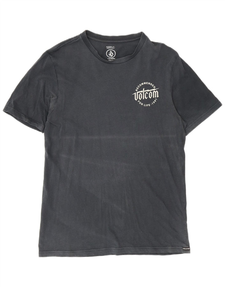 Camiseta masculina Volcom Modern Fit Graphic pequena de algodão azul marinho