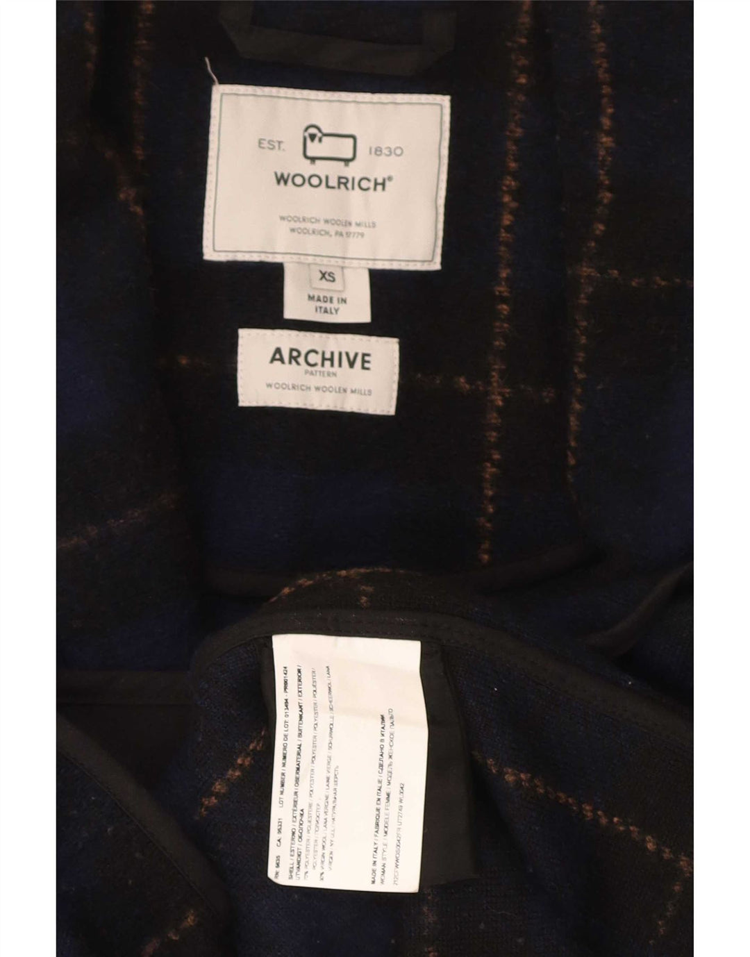 Sobretudo oversized feminino Woolrich UK 6 XS poliéster xadrez azul marinho