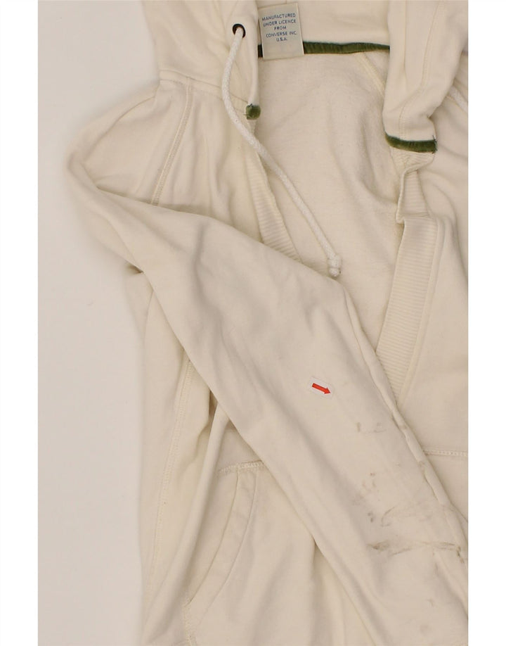 CONVERSE Womens Graphic Hoodie Jumper UK 12 Medium Off White Cotton Vintage Converse and Second-Hand Converse from Messina Hembry 