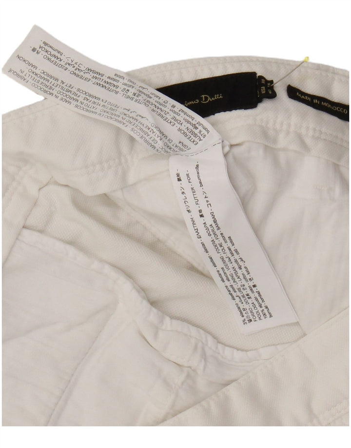 Massimo Dutti Mens Chino Shorts EU 46 XL W38 Algodão Branco