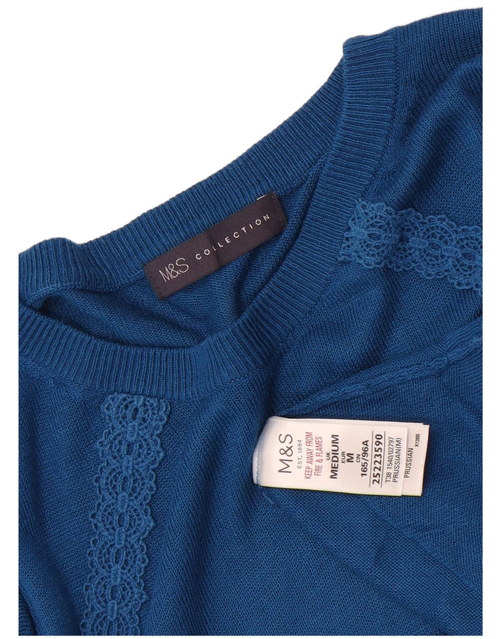 Suéter feminino Marks & Spencer com gola canoa grande Reino Unido 14 azul médio
