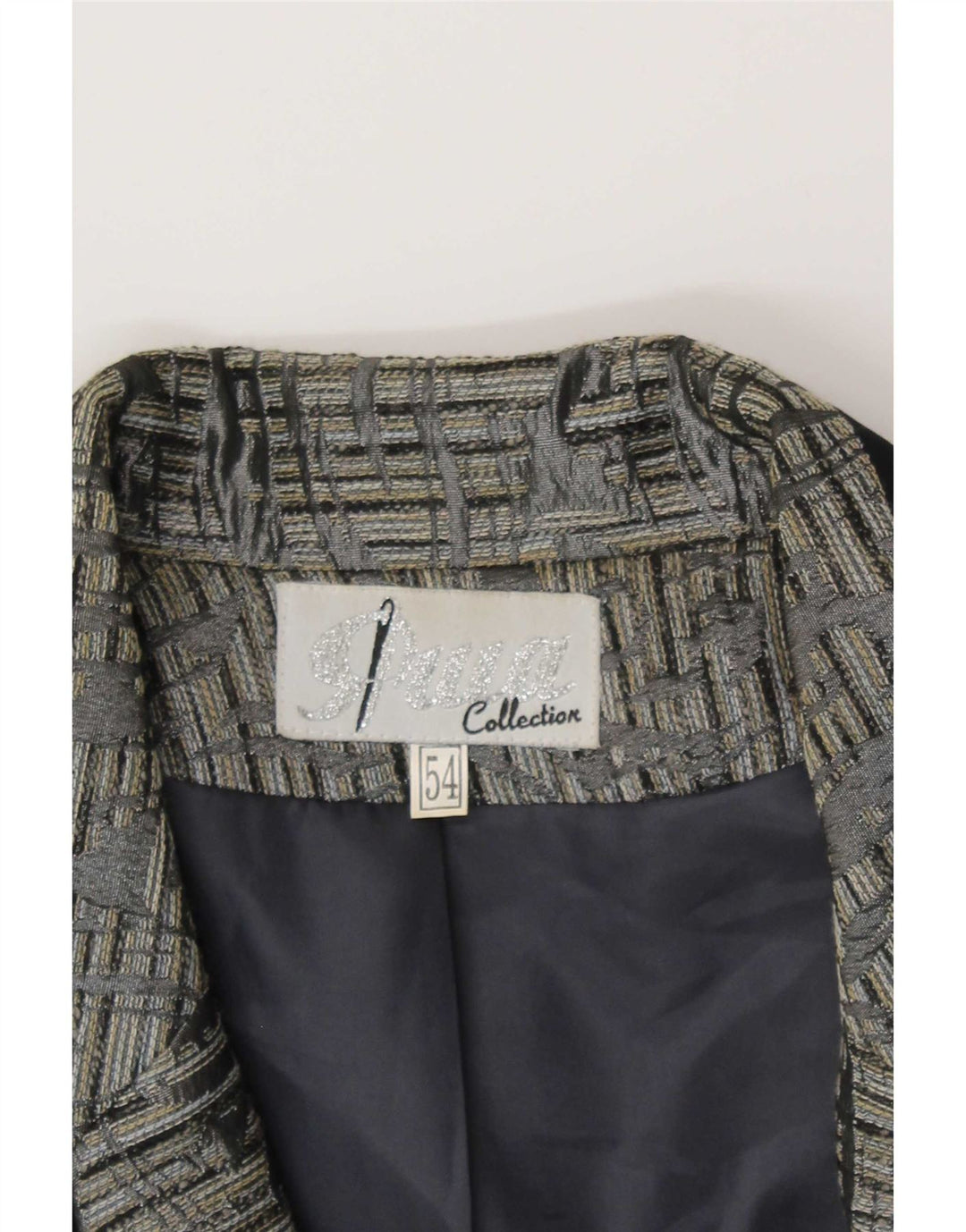 Jaqueta blazer feminina vintage com 1 botão IT 54 3XL cinza Paisley