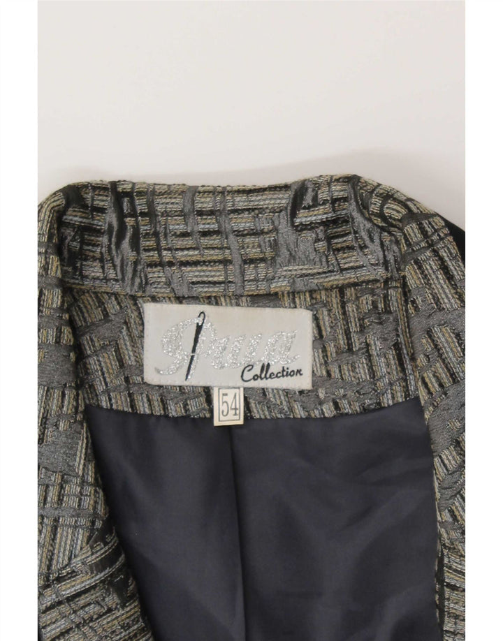 Jaqueta blazer feminina vintage com 1 botão IT 54 3XL cinza Paisley