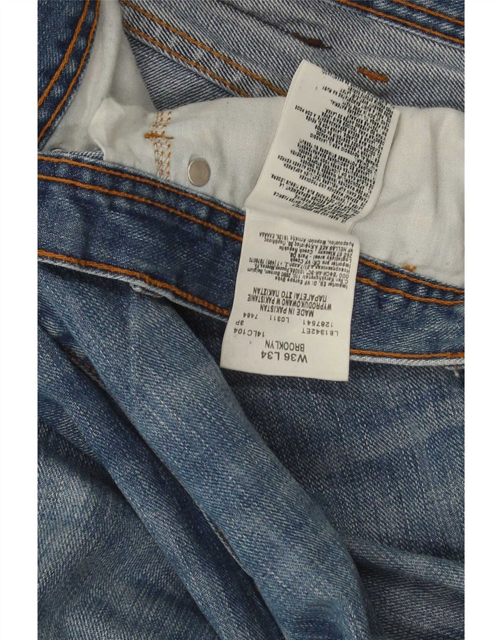 Lee Mens Brooklyn Straight Jeans W36 L31 Azul Algodão