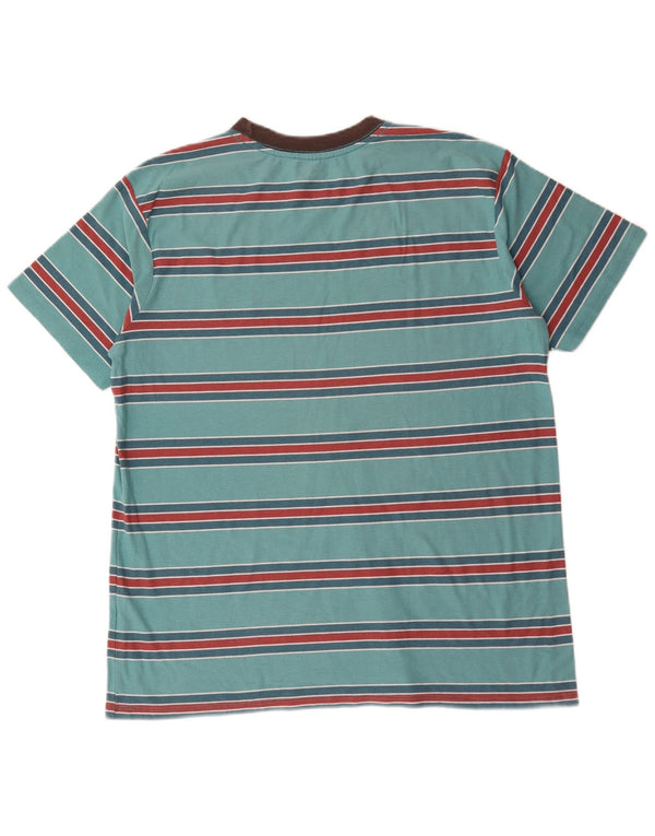 Camiseta masculina Billabong Top XL algodão listrado turquesa