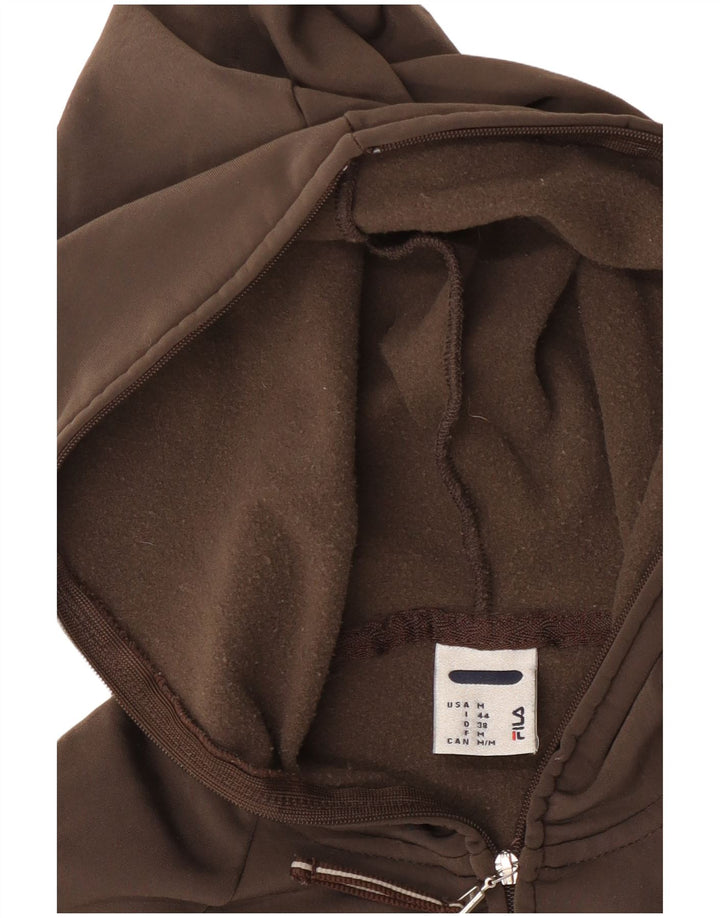 Suéter feminino Fila com capuz e zíper UK 12 marrom médio