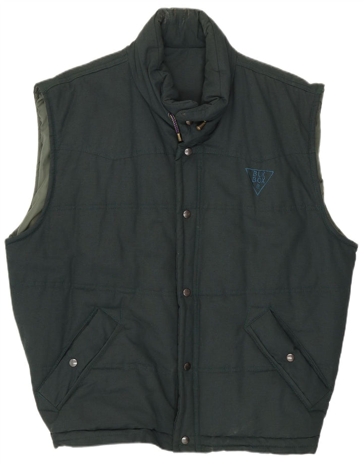 Colete acolchoado masculino vintage UK 38 poliéster verde médio