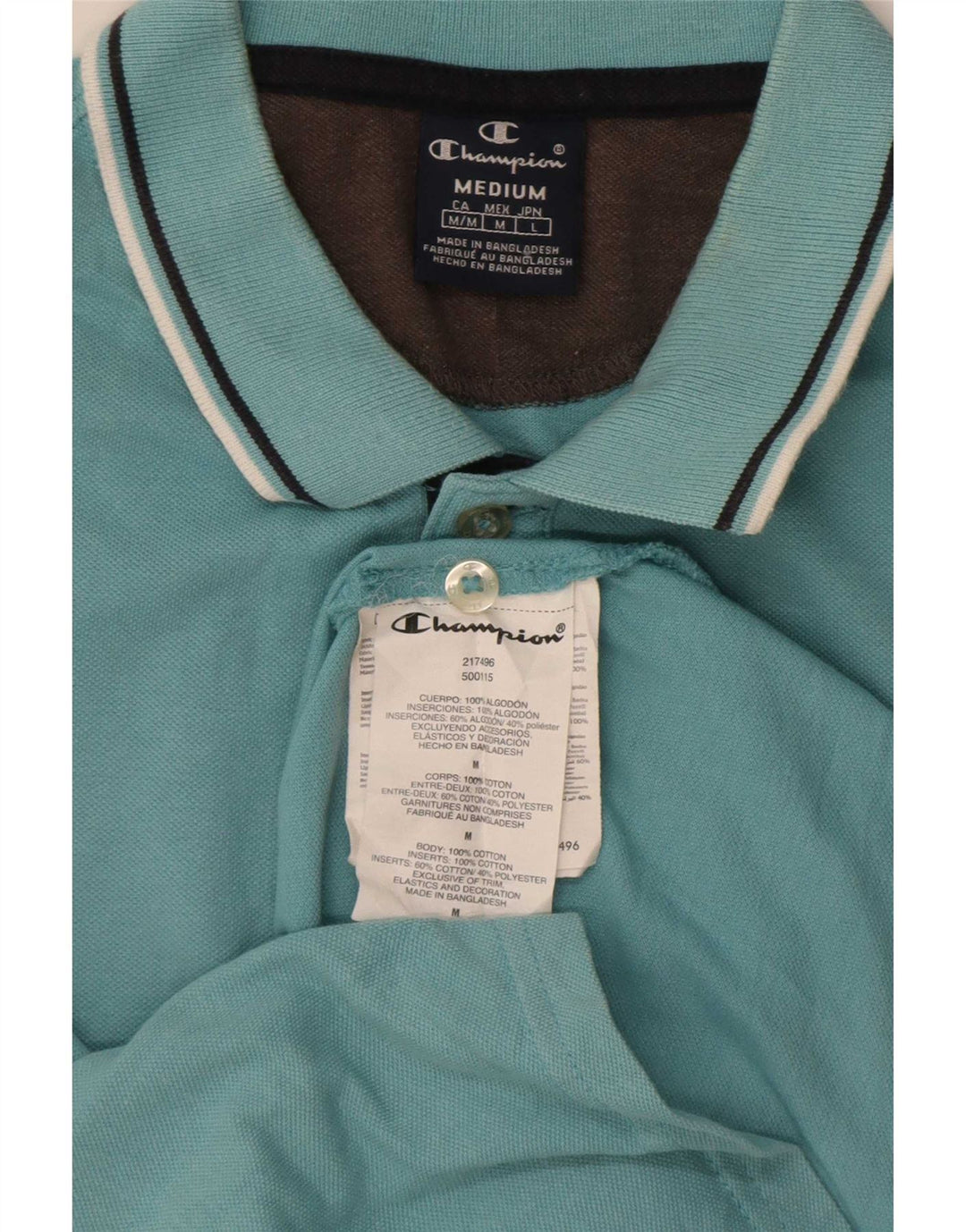 Camisa polo masculina Champion de algodão listrado azul médio