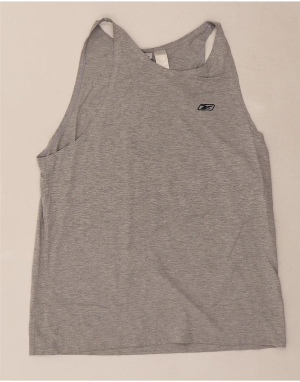 Reebok Mens Vest Top Médio Cinza Algodão Flecked
