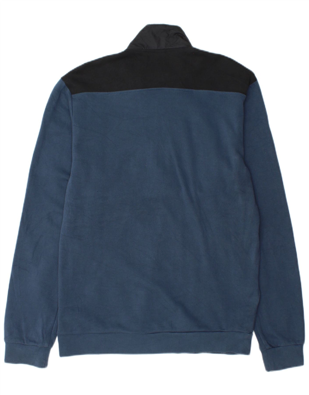 Adidas Mens Zip Neck Moletom Jumper Pequeno Azul Colorblock Algodão