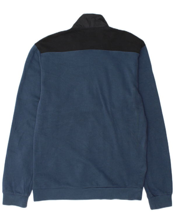 Adidas Mens Zip Neck Moletom Jumper Pequeno Azul Colorblock Algodão