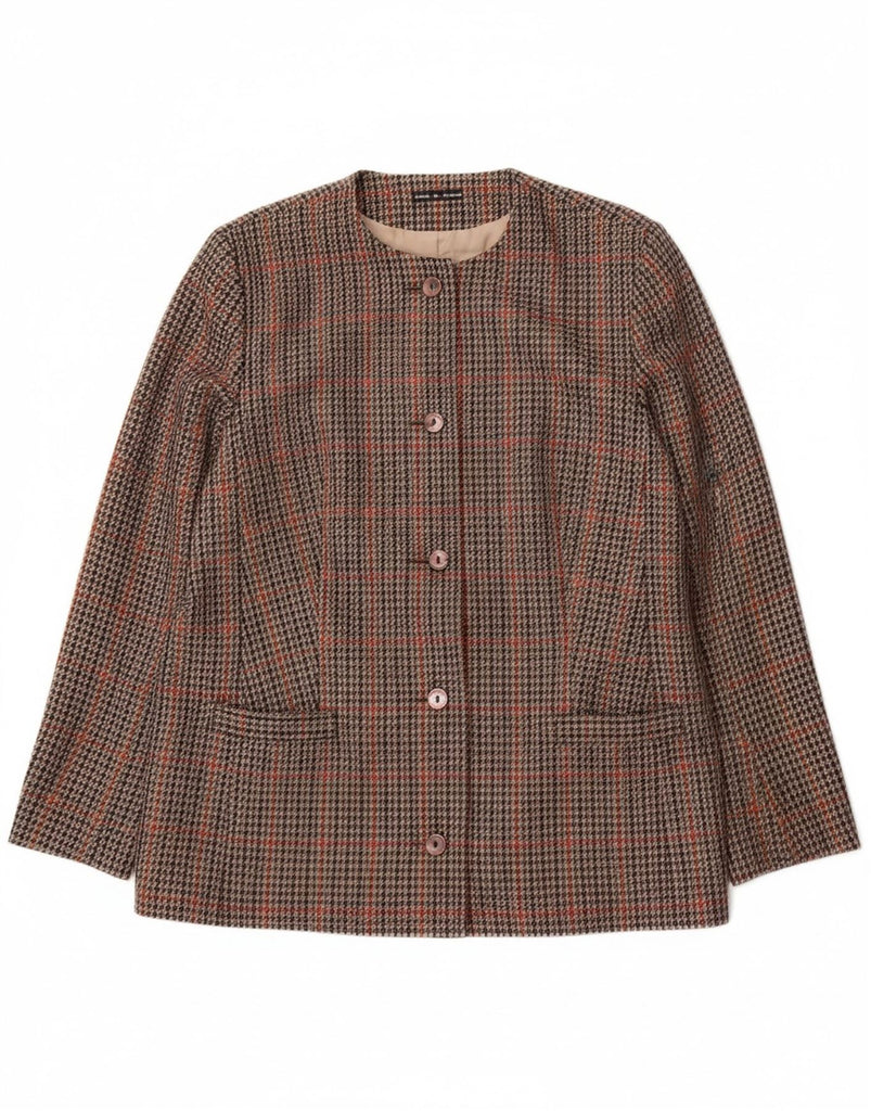 AVOCA Womens 5 Button Blazer Jacket UK 16 Large Brown Houndstooth New Wool Vintage Avoca and Second-Hand Avoca from Messina Hembry 