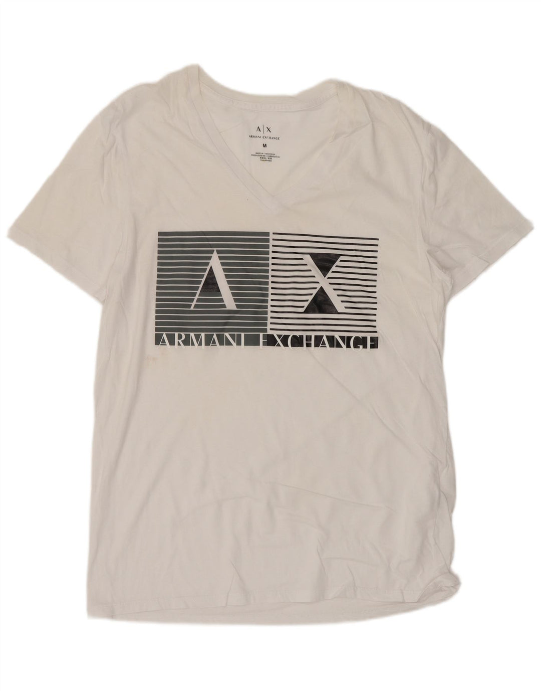 Camiseta gráfica masculina Armani Exchange Top médio algodão branco