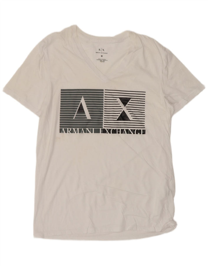 Camiseta gráfica masculina Armani Exchange Top médio algodão branco