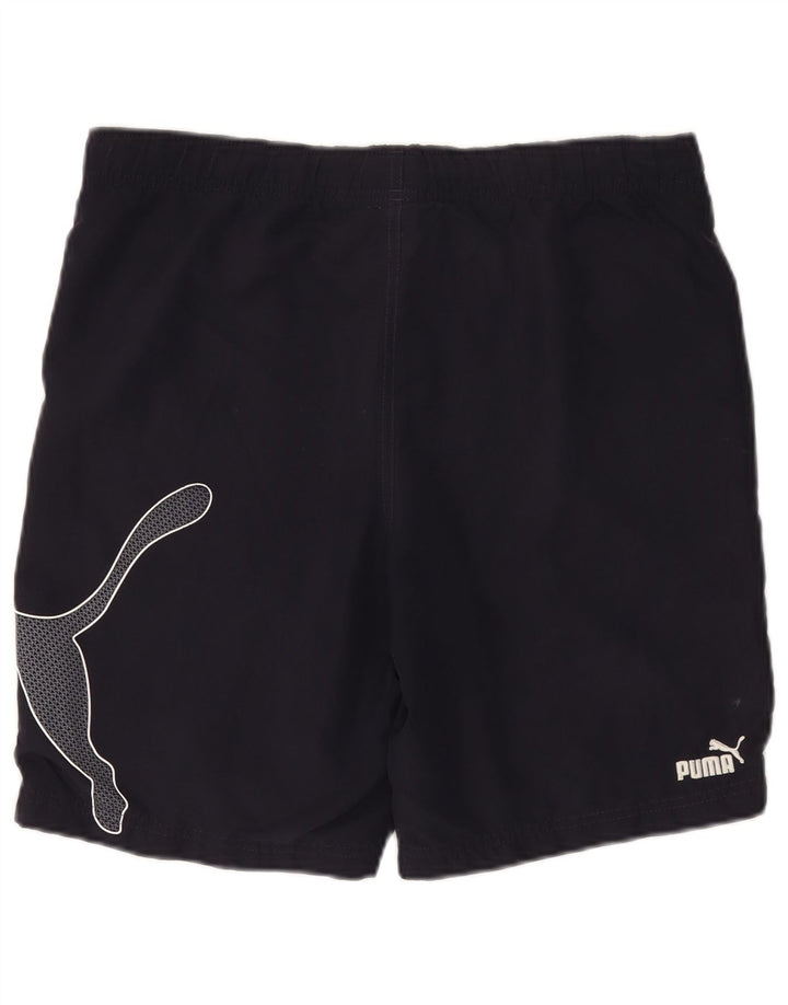 Shorts esportivos gráficos masculinos PUMA pequenos algodão azul marinho