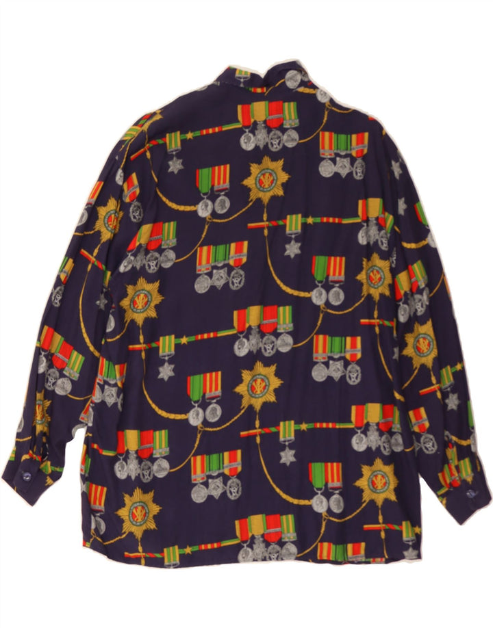 BENETTON Womens Oversized Shirt IT 42 Medium Purple Floral Viscose Vintage Benetton and Second-Hand Benetton from Messina Hembry 