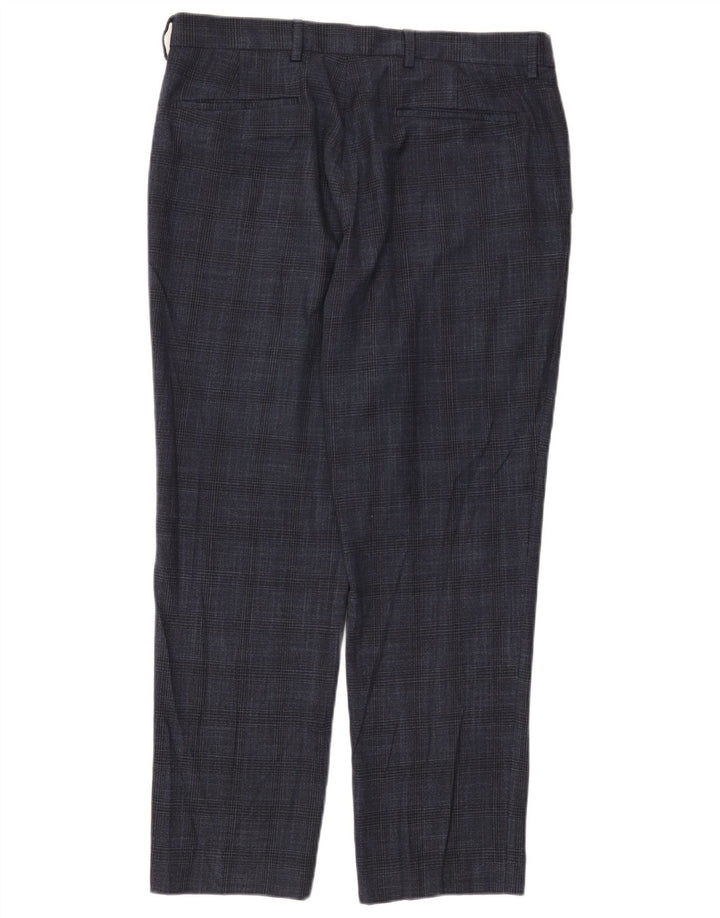 Calça chino masculina Marks & Spencer W34 L29 azul marinho Houndstooth