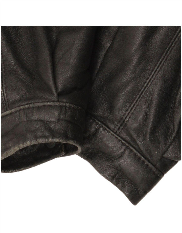 Jaqueta de couro feminina Dama IT 44 couro colorblock preto médio