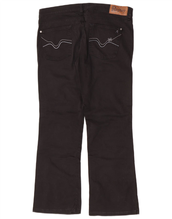 Calça casual feminina Replay Bootcut W33 L29 algodão preto