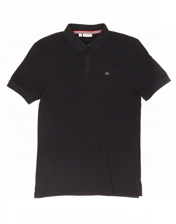Camisa polo masculina Calvin Klein de algodão azul marinho médio