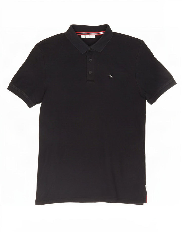 Camisa polo masculina Calvin Klein de algodão azul marinho médio