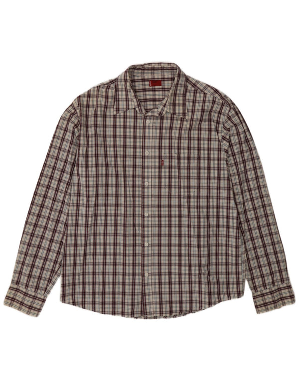 Levi's Camisa masculina grande de algodão xadrez multicolorido
