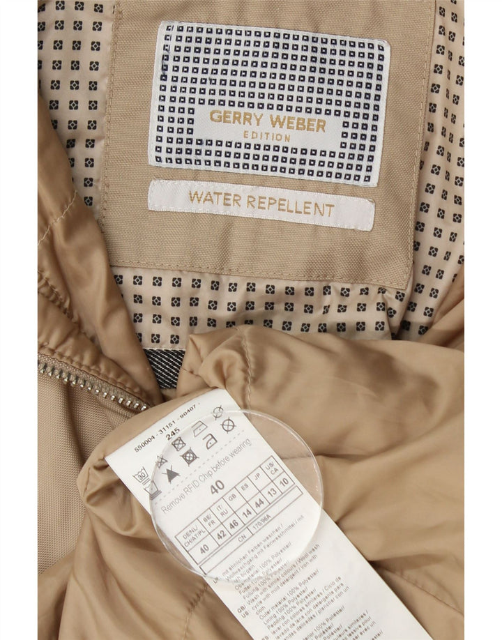 Capa de chuva feminina com capuz Gerry Weber UK 14 grande poliéster bege