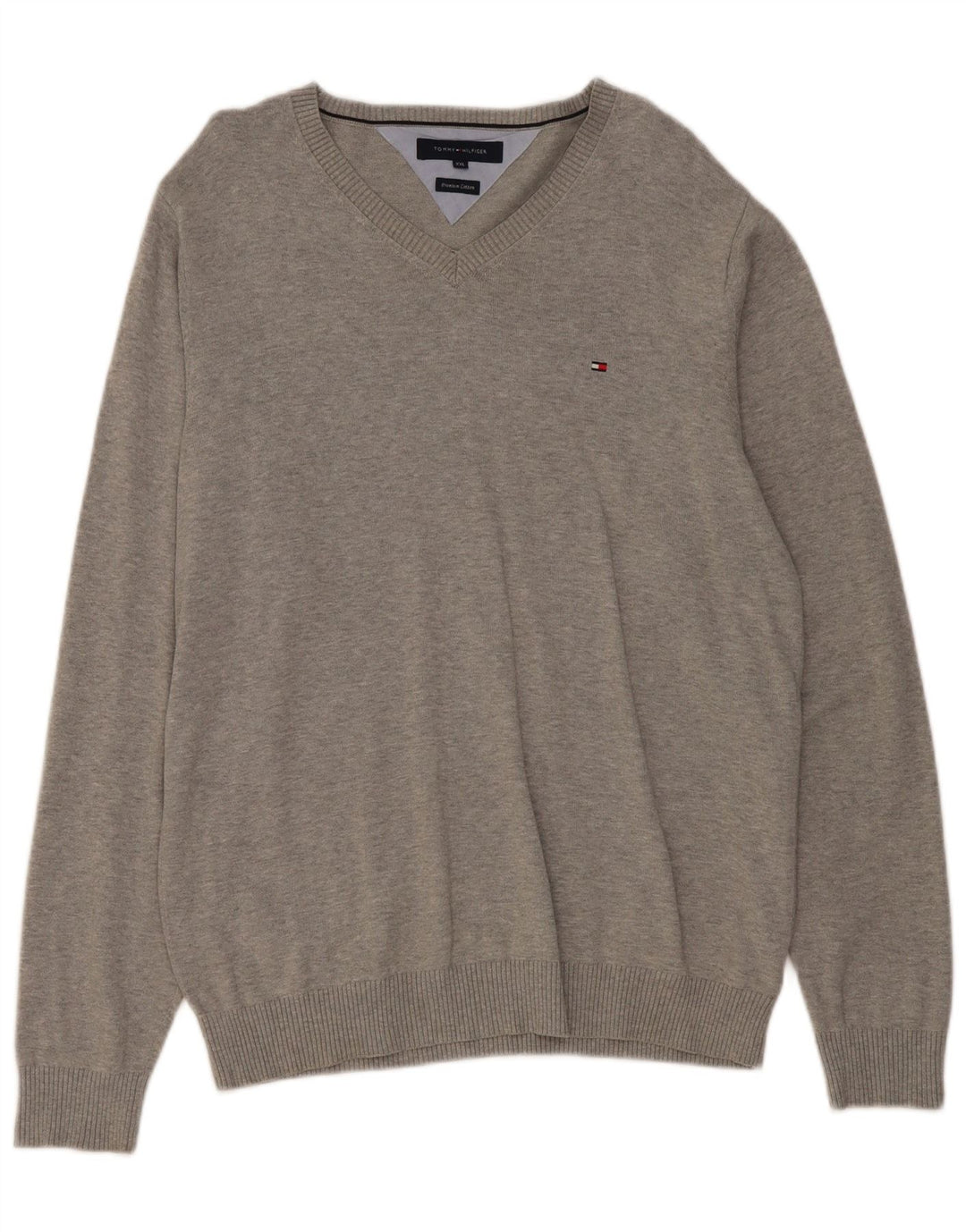 Suéter masculino TOMMY HILFIGER com decote em V 2XL algodão cinza