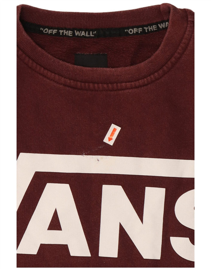 Vans Mens Graphic Moletom Jumper Pequeno Algodão Borgonha