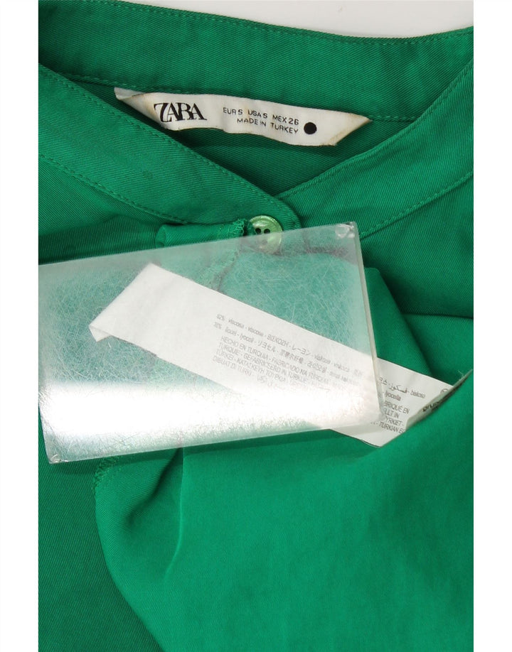 Zara Blusa feminina oversized Reino Unido 10 pequena viscose verde