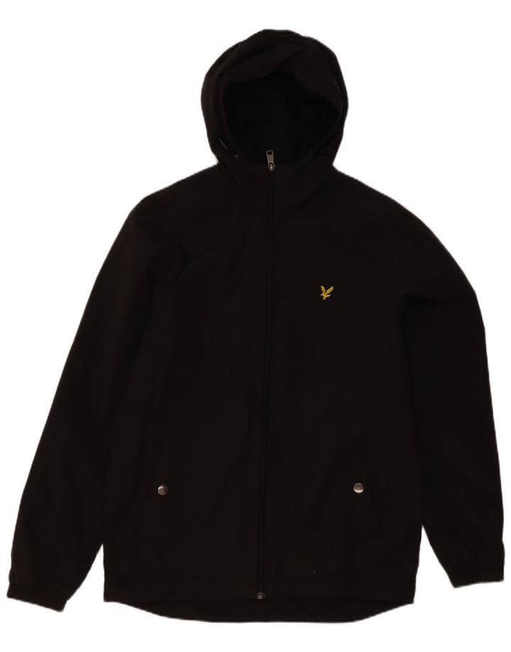 Jaqueta corta-vento masculina Lyle & Scott com capuz Reino Unido 36 poliéster cinza pequeno