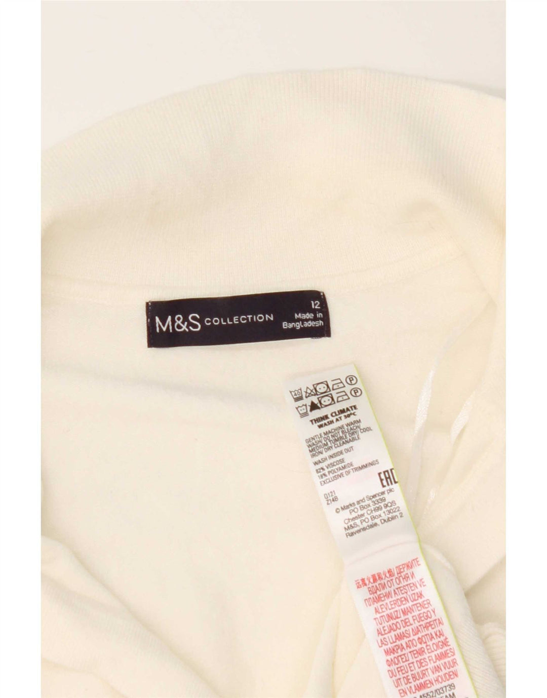 Camisa polo feminina Marks & Spencer Reino Unido 12 viscose branca média