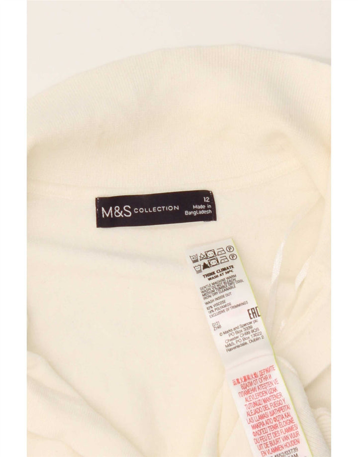 Camisa polo feminina Marks & Spencer Reino Unido 12 viscose branca média