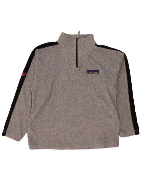 Tommy Hilfiger Suéter masculino de lã com zíper e gola 2XL cinza colorblock poliéster