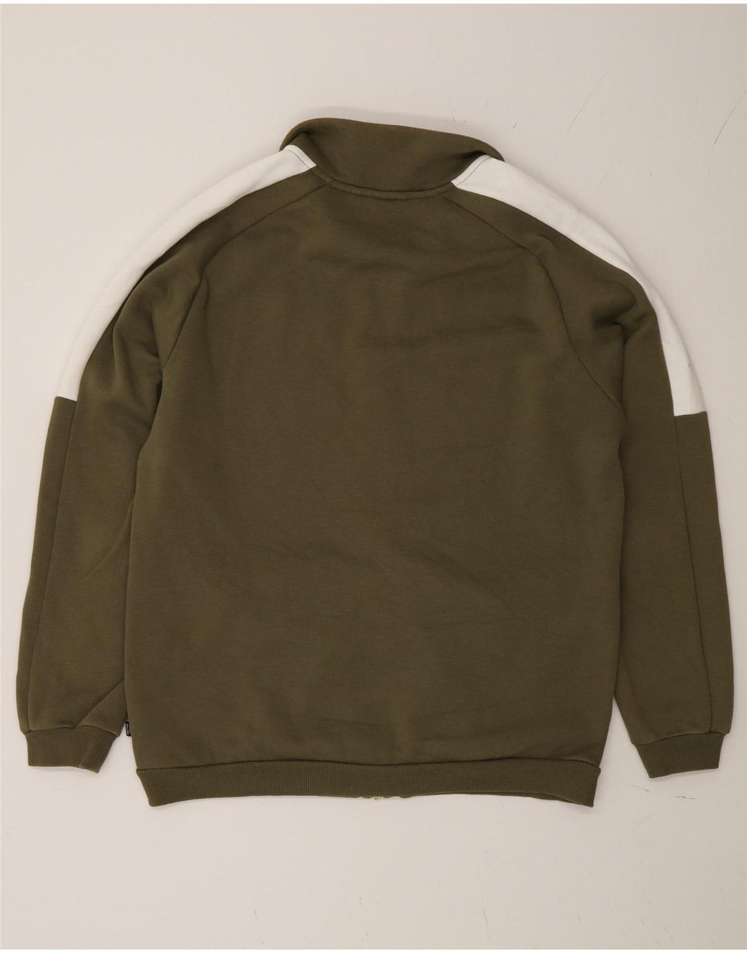 Puma Mens Tracksuit Top Jacket Medium Khaki Colourblock Algodão